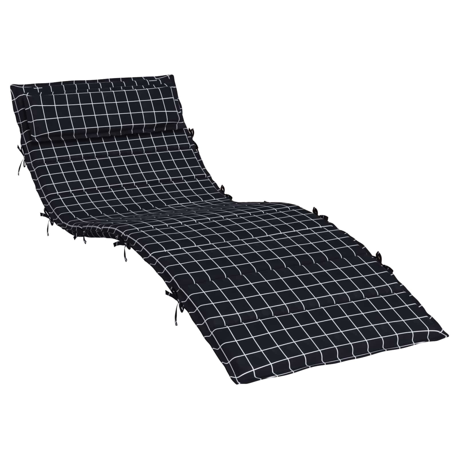 Vidaxl coussin de transat à carreaux noir 178 x 60 x 4 cm tissu oxford