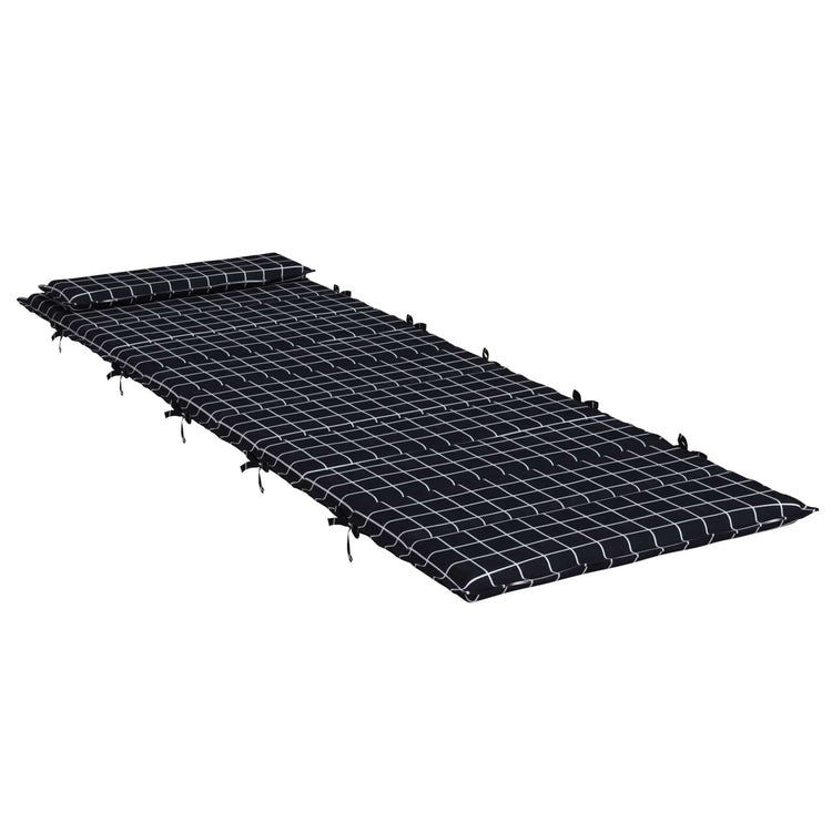 Vidaxl coussin de transat à carreaux noir 178 x 60 x 4 cm tissu oxford
