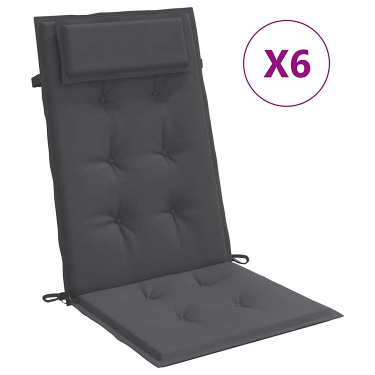 VidaXL coussins de chaise 6 pcs dossier haut tissu oxford anthracite