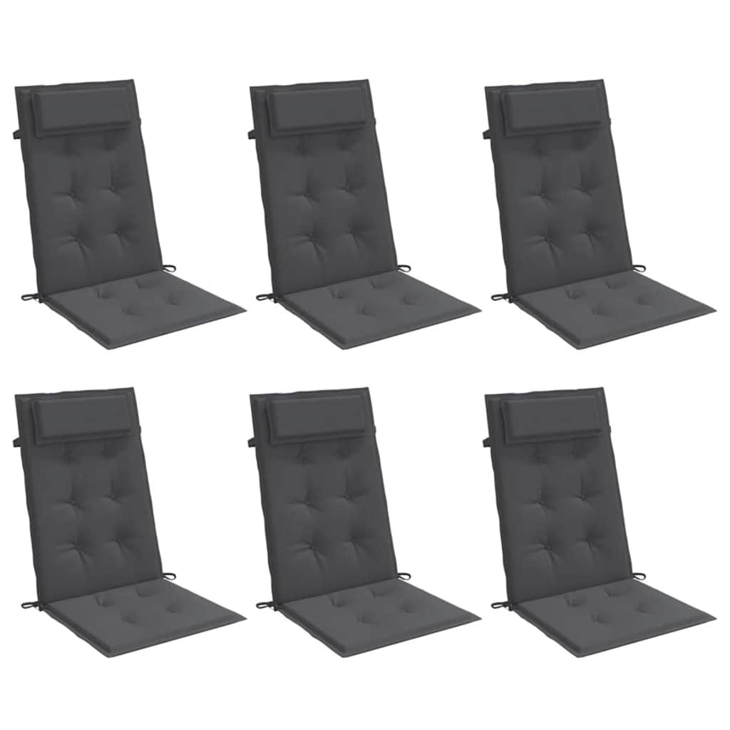 VidaXL coussins de chaise 6 pcs dossier haut tissu oxford anthracite