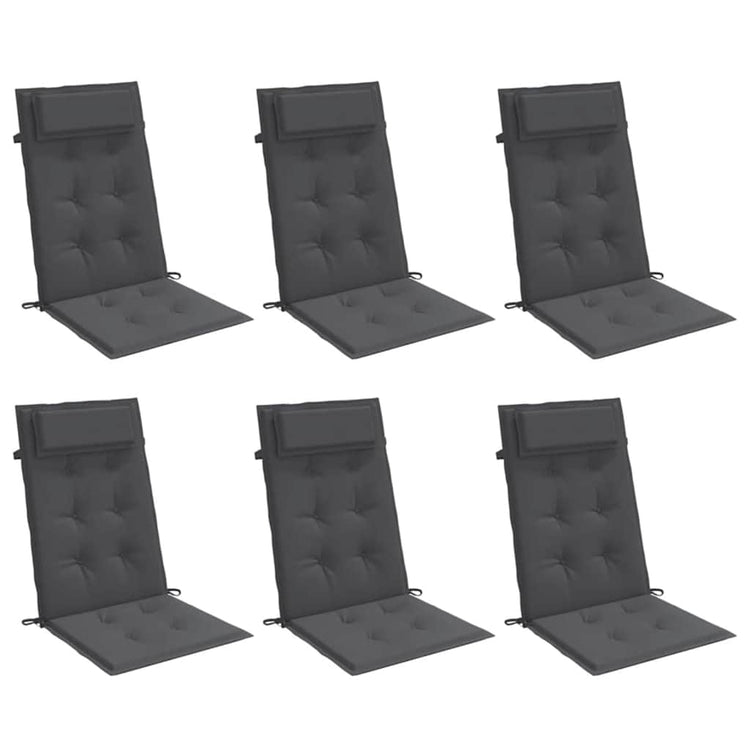 VidaXL coussins de chaise 6 pcs dossier haut tissu oxford anthracite