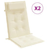 VidaXL coussins de chaise 2 pcs dossier haut tissu oxford couleur crème
