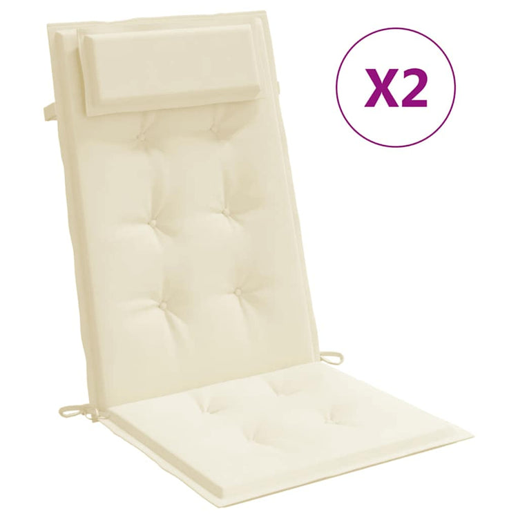 VidaXL coussins de chaise 2 pcs dossier haut tissu oxford couleur crème
