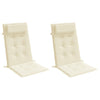 VidaXL coussins de chaise 2 pcs dossier haut tissu oxford couleur crème