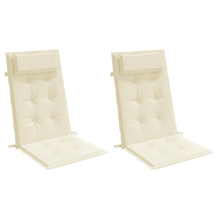 VidaXL coussins de chaise 2 pcs dossier haut tissu oxford couleur crème