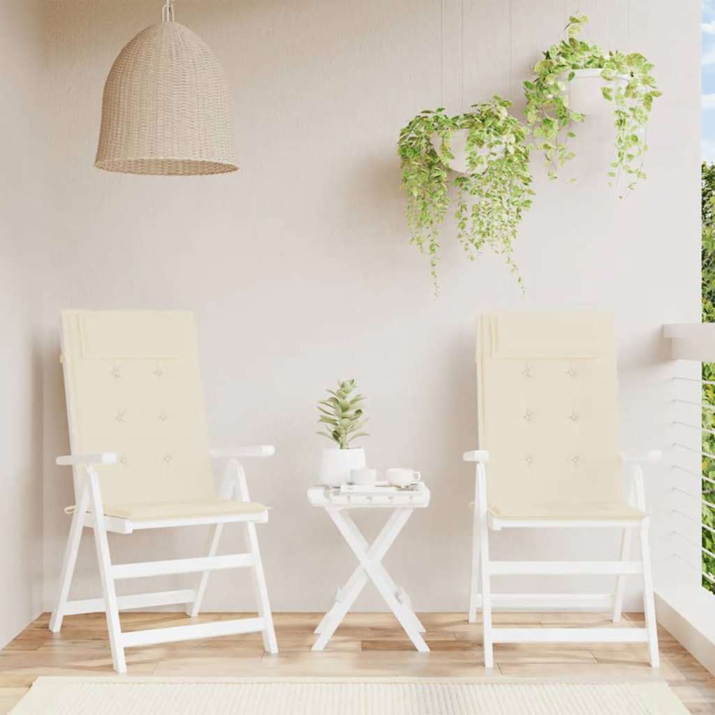 VidaXL coussins de chaise 2 pcs dossier haut tissu oxford couleur crème