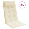 Coussins de chaise vidaxl 6 st dos haut oxford tissu crème colored