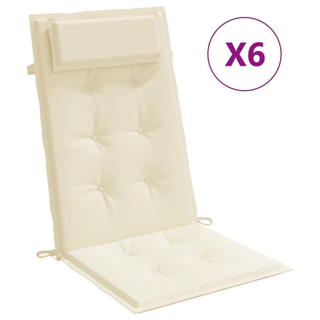 Coussins de chaise vidaxl 6 st dos haut oxford tissu crème colored