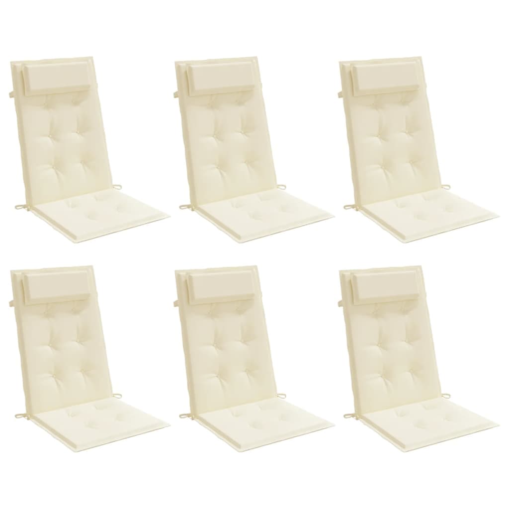Coussins de chaise vidaxl 6 st dos haut oxford tissu crème colored