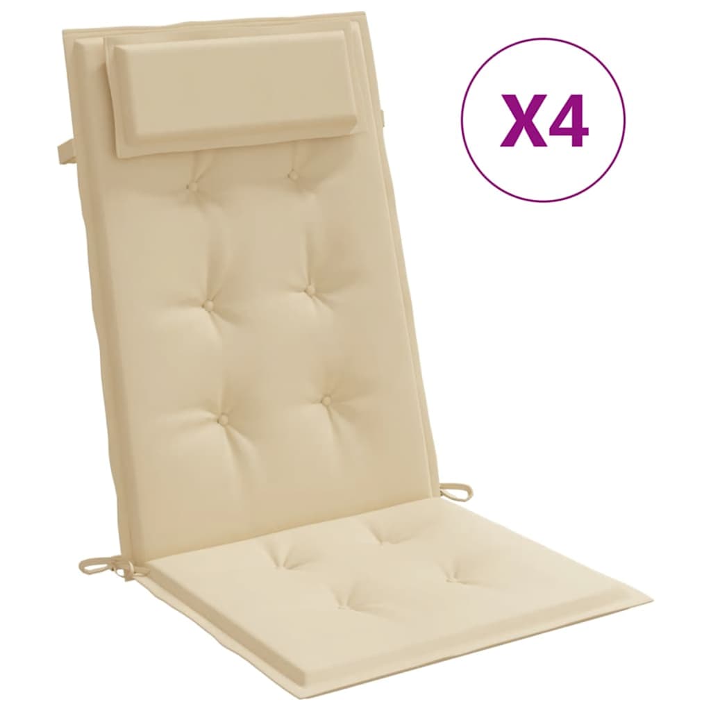 Coussins de chaise vidaxl 4 st haut de dos oxford tissu beige