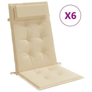 Coussins de chaise vidaxl 6 st haut de dos oxford tissu beige - afbeelding 2