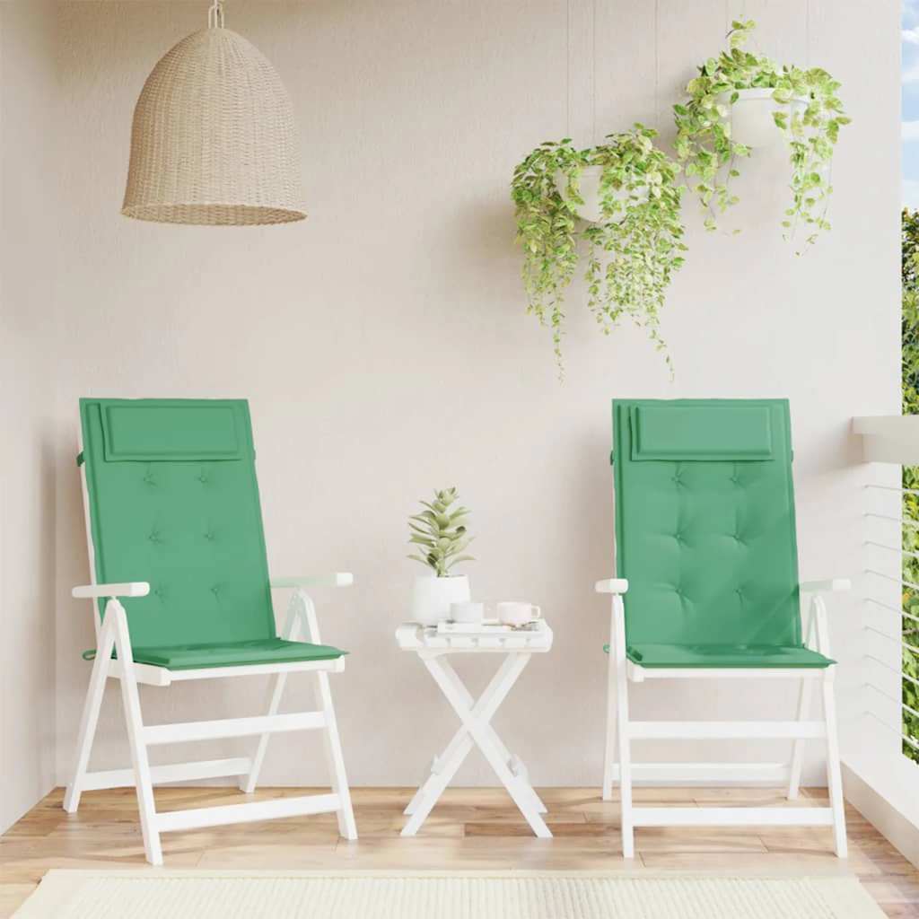 Coussins de chaise vidaxl 2 st haut de dos oxford tissu vert