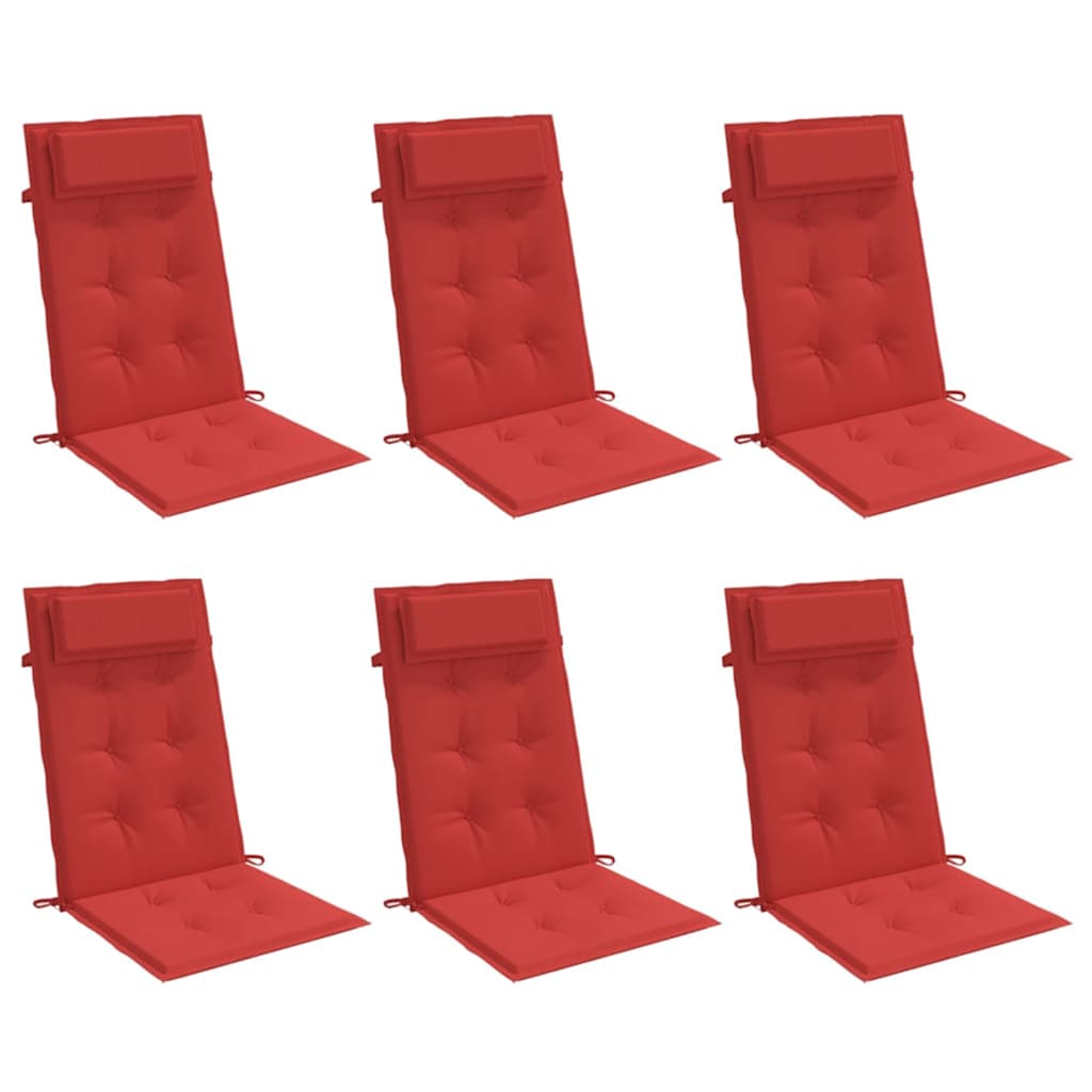 VidaXL coussins de chaise 6 pcs dossier haut tissu oxford rouge