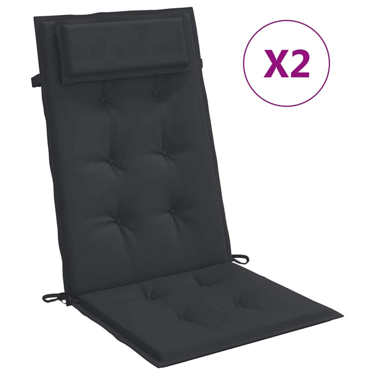 VidaXL coussins de chaise 2 pcs dossier haut tissu oxford noir