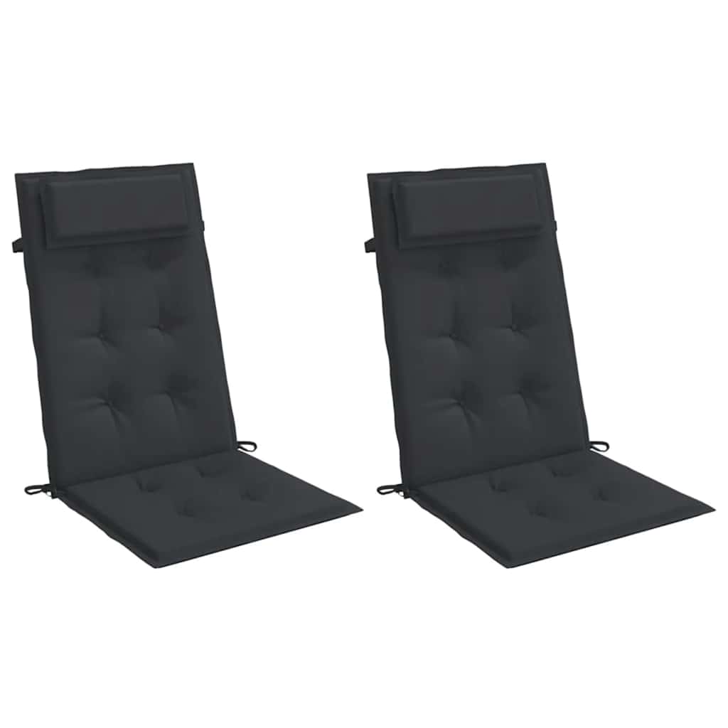 VidaXL coussins de chaise 2 pcs dossier haut tissu oxford noir