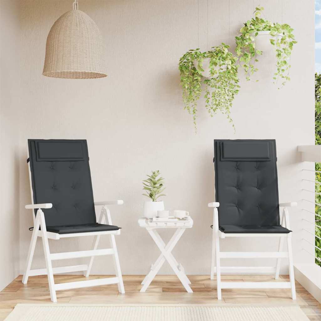 VidaXL coussins de chaise 2 pcs dossier haut tissu oxford noir
