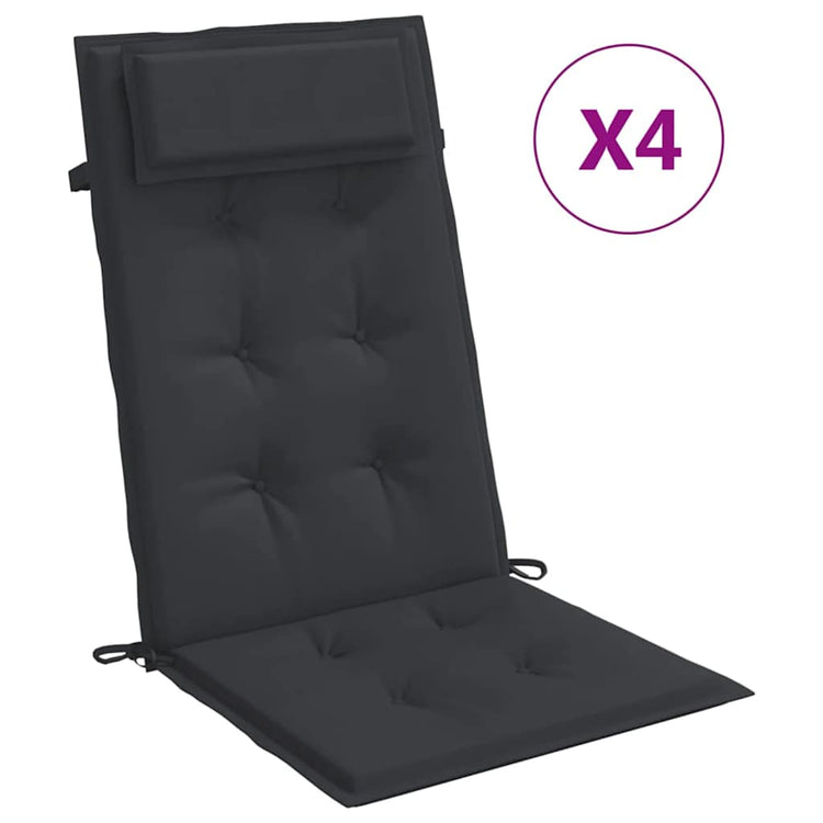 VidaXL coussins de chaise 4 pcs dossier haut tissu oxford noir