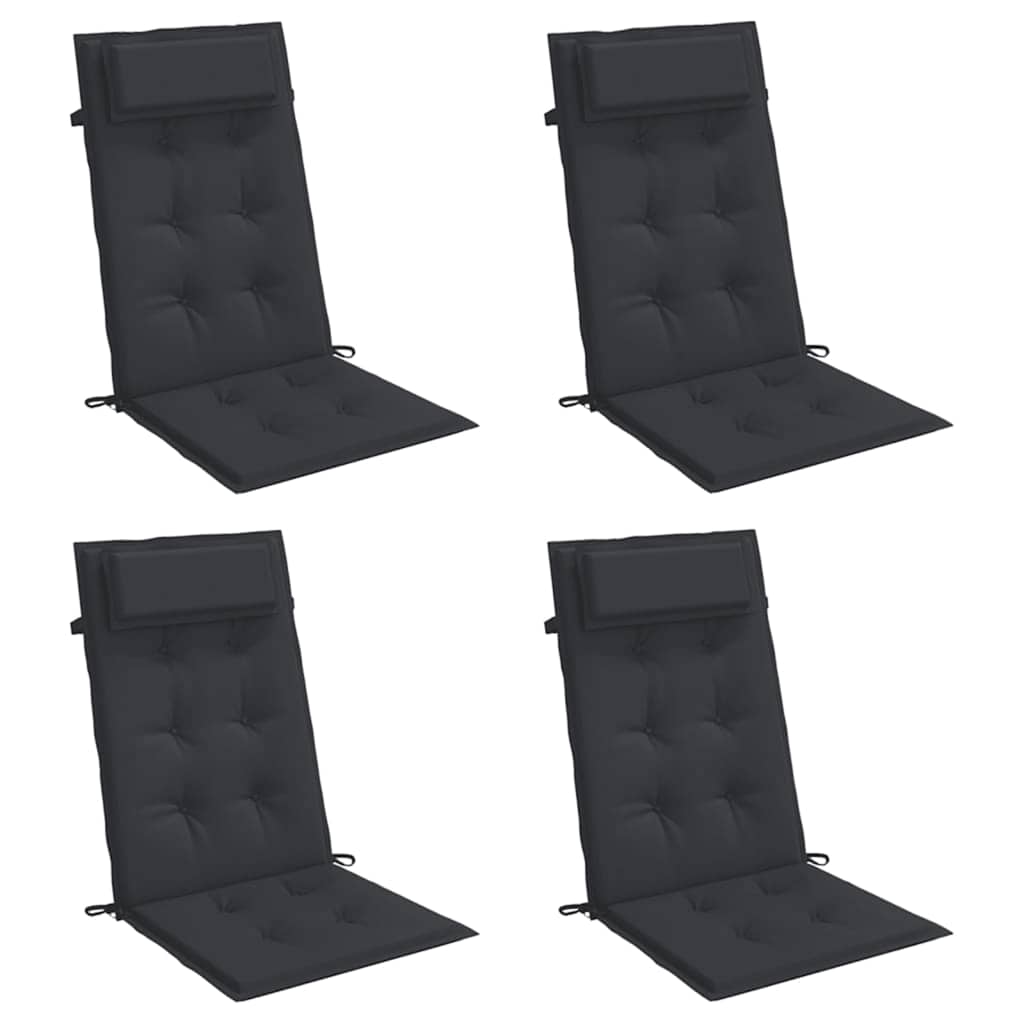 VidaXL coussins de chaise 4 pcs dossier haut tissu oxford noir