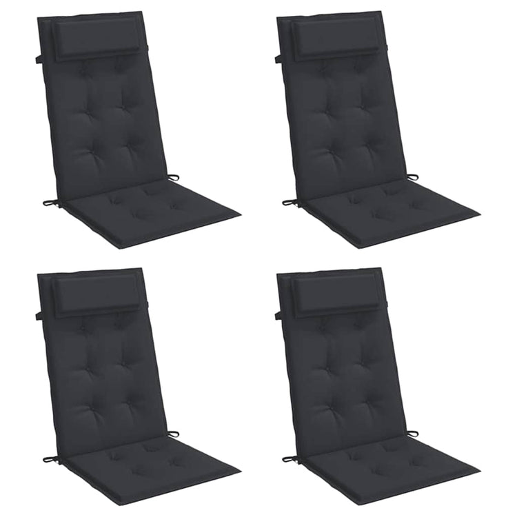 VidaXL coussins de chaise 4 pcs dossier haut tissu oxford noir