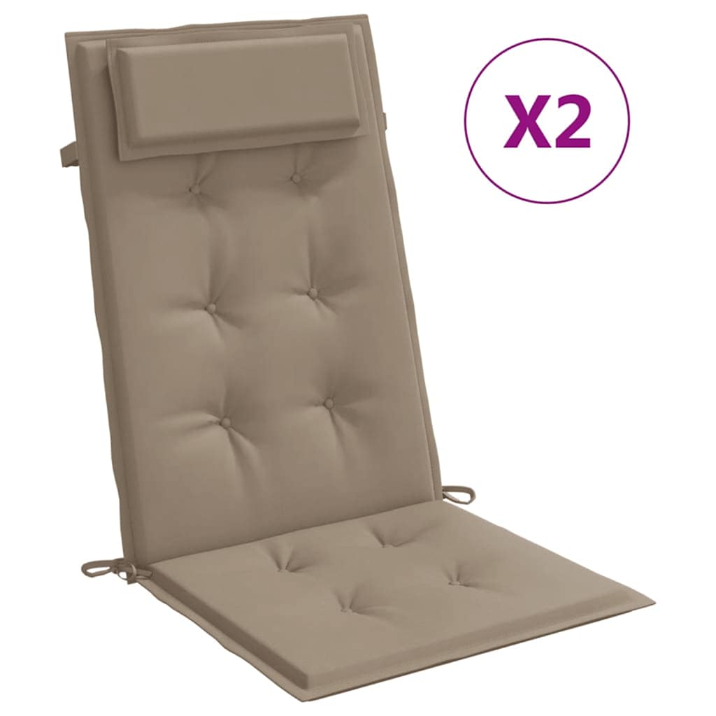 VidaXL coussins de chaise 2 pcs dossier haut tissu oxford taupe