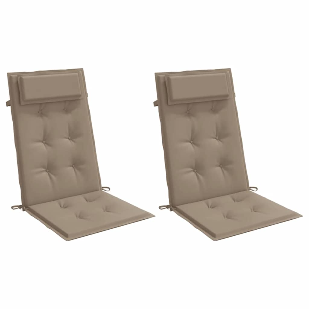 VidaXL coussins de chaise 2 pcs dossier haut tissu oxford taupe