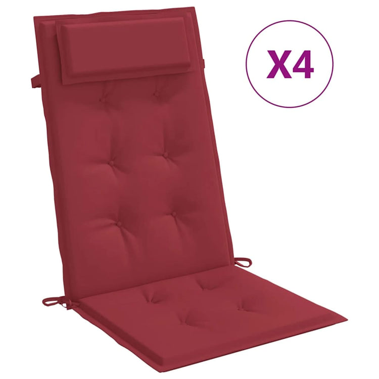 VidaXL coussins de chaise 4 pcs dossier haut tissu oxford rouge vin