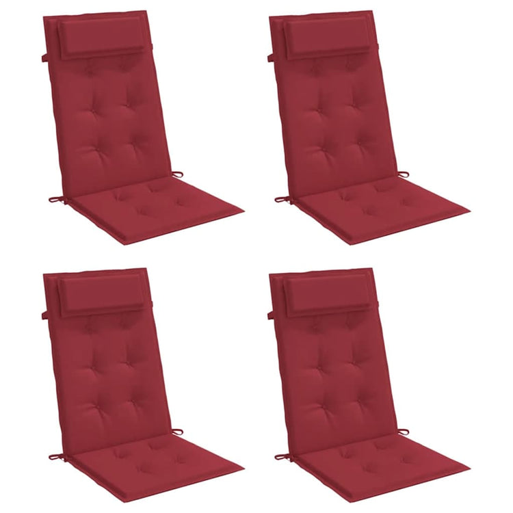 VidaXL coussins de chaise 4 pcs dossier haut tissu oxford rouge vin