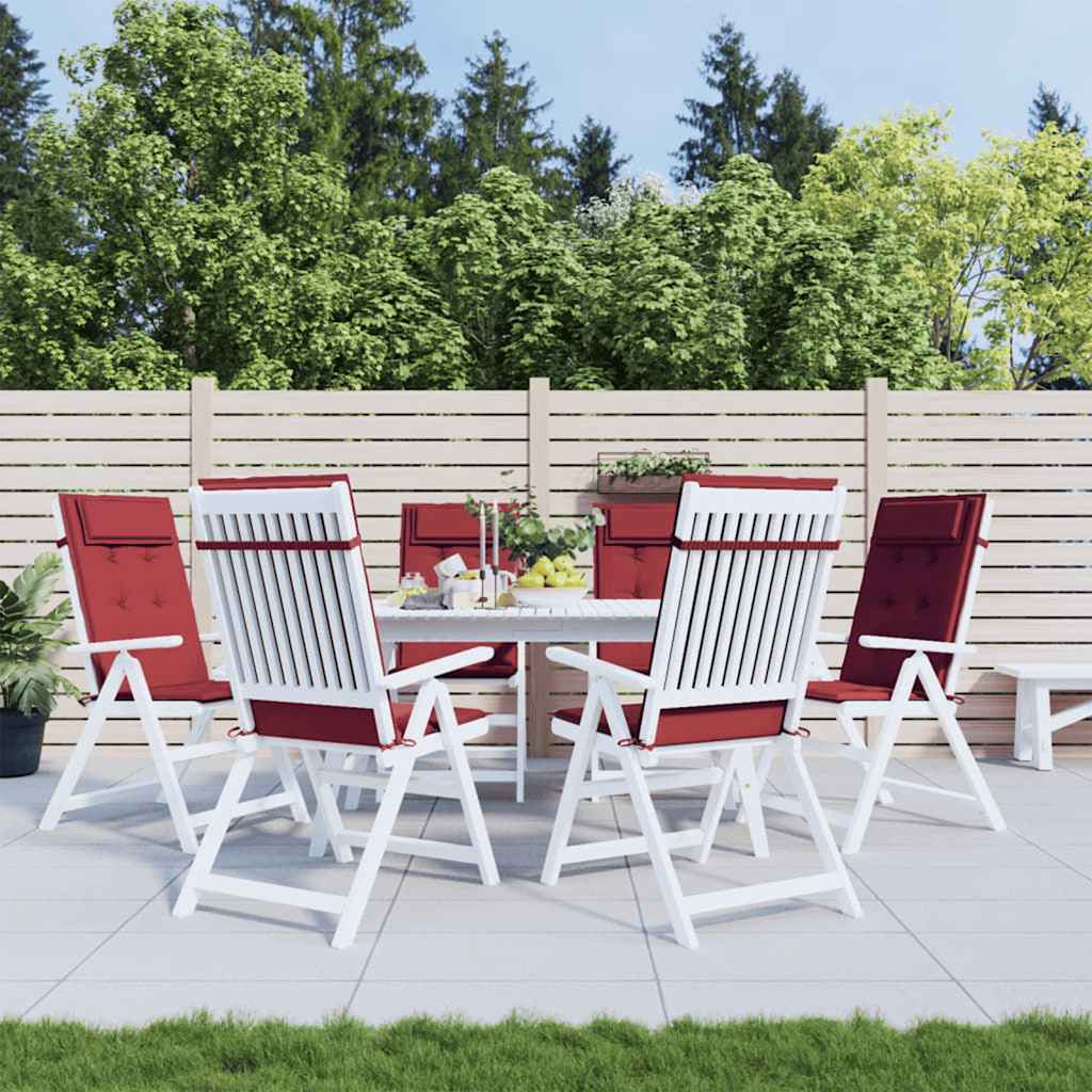 VidaXL coussins de chaise 6 pcs dossier haut tissu oxford rouge vin