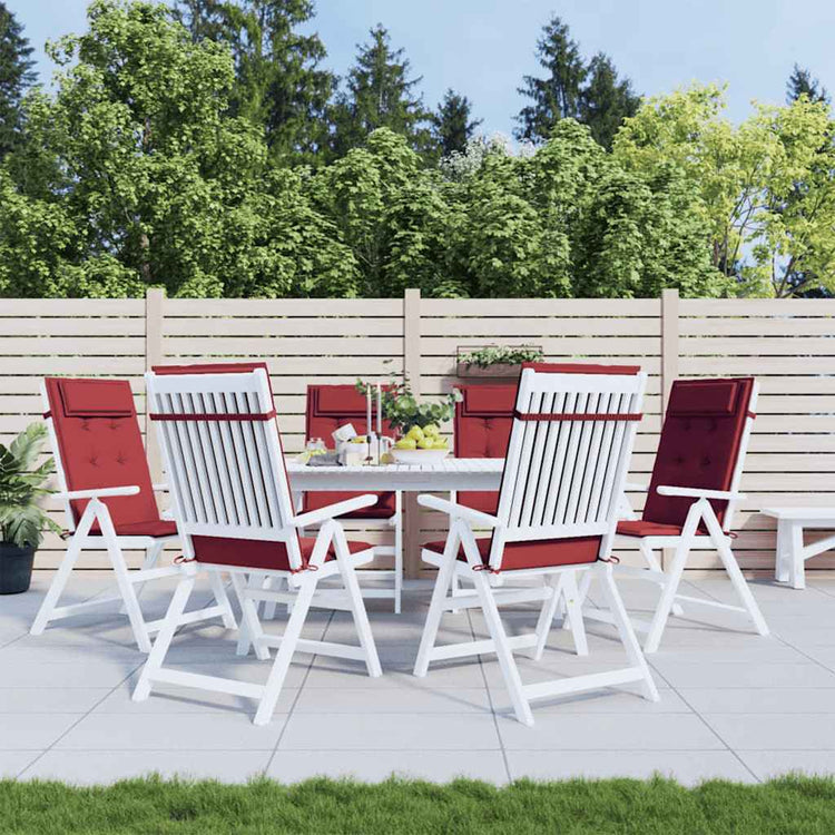 VidaXL coussins de chaise 6 pcs dossier haut tissu oxford rouge vin