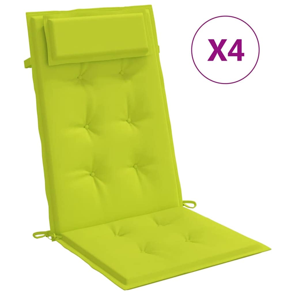 Coussins de chaise vidaxl 4 st haut de dos oxford tissu vert vif vert