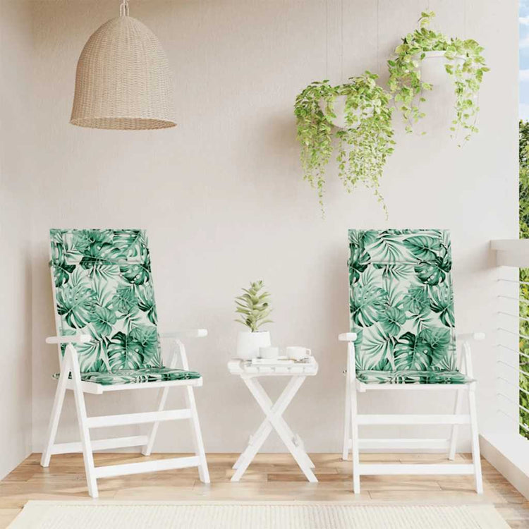VidaXL coussins de chaise 2 pièces tissu oxford à motif de feuilles à dossier haut