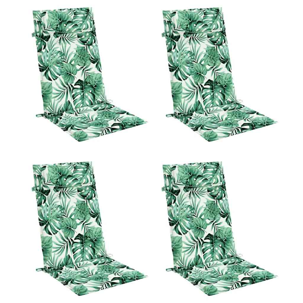 VidaXL coussins de chaise 4 pièces tissu oxford à motif de feuilles à dossier haut