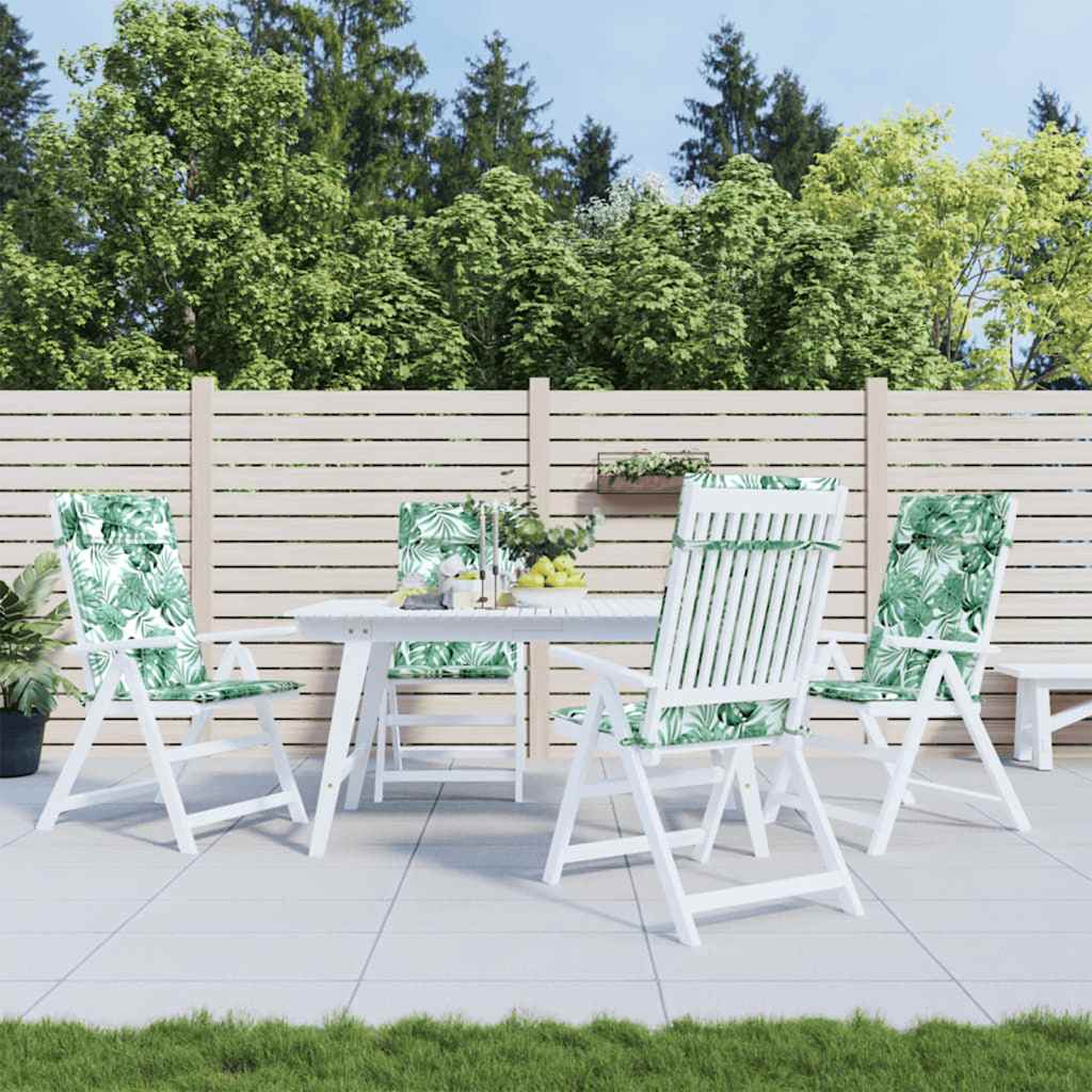 VidaXL coussins de chaise 4 pièces tissu oxford à motif de feuilles à dossier haut