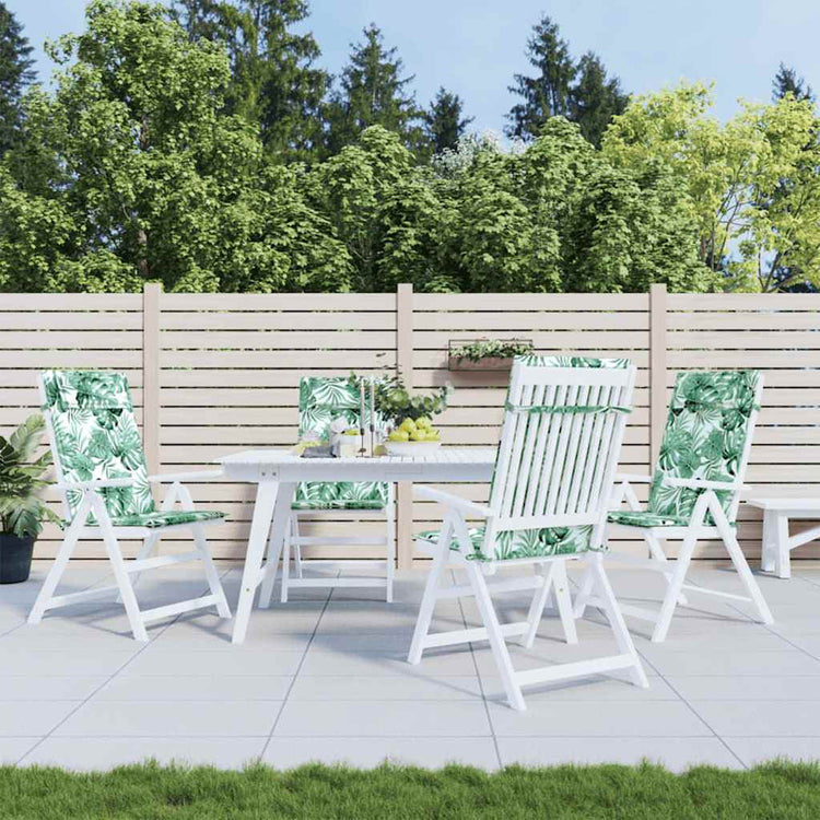 VidaXL coussins de chaise 4 pièces tissu oxford à motif de feuilles à dossier haut