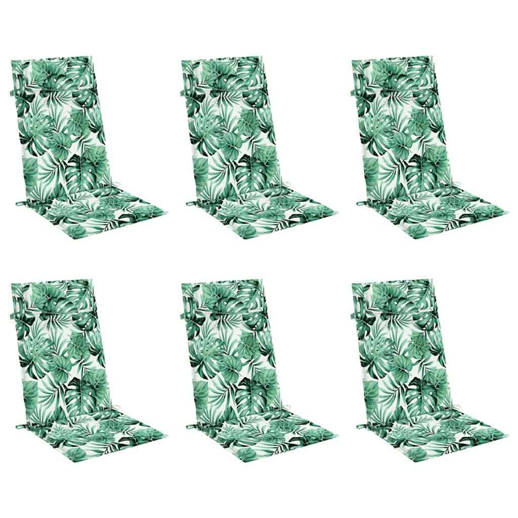 VidaXL coussins de chaise 6 pièces tissu oxford à motif de feuilles à dossier haut