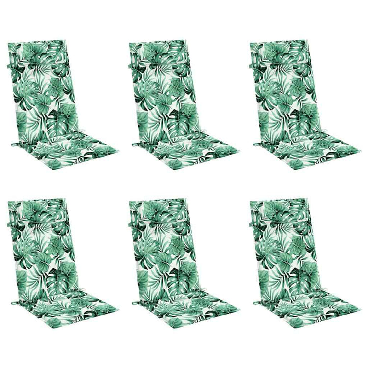 VidaXL coussins de chaise 6 pièces tissu oxford à motif de feuilles à dossier haut