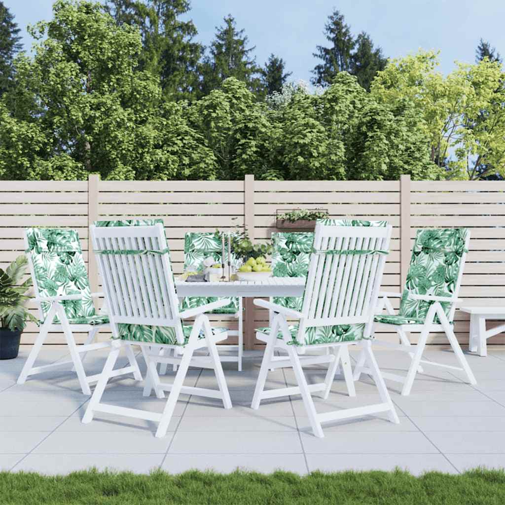 VidaXL coussins de chaise 6 pièces tissu oxford à motif de feuilles à dossier haut