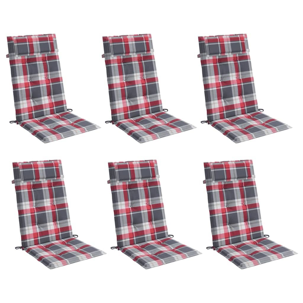VidaXL coussins de chaise 6 pcs dossier haut motif losange tissu oxford rouge