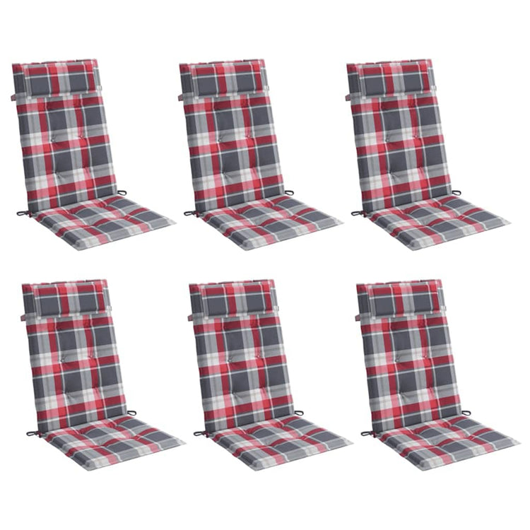 VidaXL coussins de chaise 6 pcs dossier haut motif losange tissu oxford rouge
