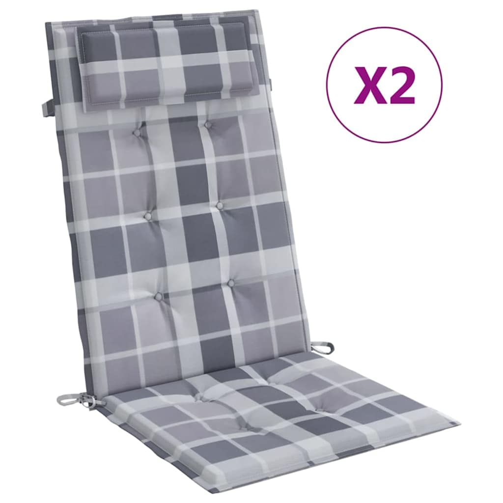 VidaXL coussins de chaise 2 pcs dossier haut motif losange tissu oxford gris
