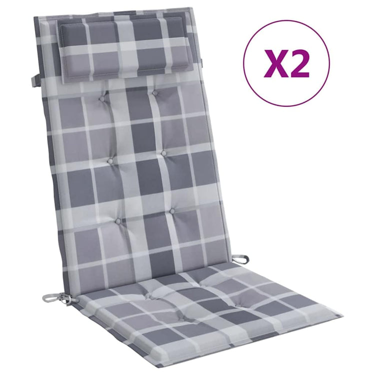 VidaXL coussins de chaise 2 pcs dossier haut motif losange tissu oxford gris