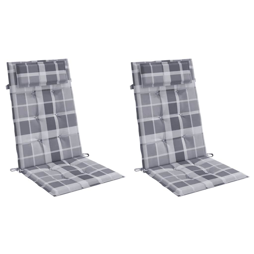 VidaXL coussins de chaise 2 pcs dossier haut motif losange tissu oxford gris