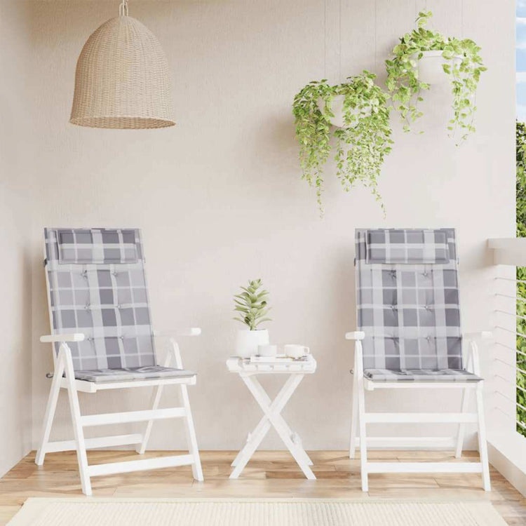 VidaXL coussins de chaise 2 pcs dossier haut motif losange tissu oxford gris