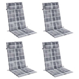 VidaXL coussins de chaise 4 pièces dossier haut motif losange tissu oxford gris - afbeelding 3