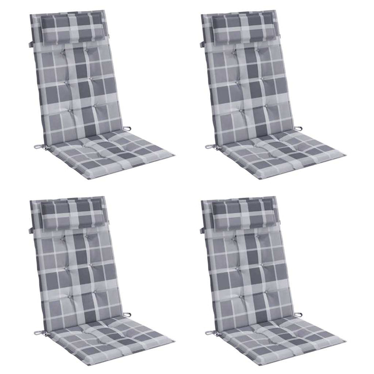 VidaXL coussins de chaise 4 pièces dossier haut motif losange tissu oxford gris