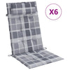 VidaXL coussins de chaise 6 pièces dossier haut motif losange tissu oxford gris