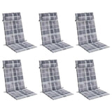 VidaXL coussins de chaise 6 pièces dossier haut motif losange tissu oxford gris - afbeelding 3