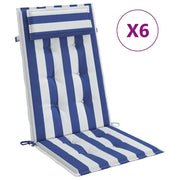 Coussins de chaise vidaxl 6 stage haut de dossier à rayures tissu oxford blanc et bleu - afbeelding 2