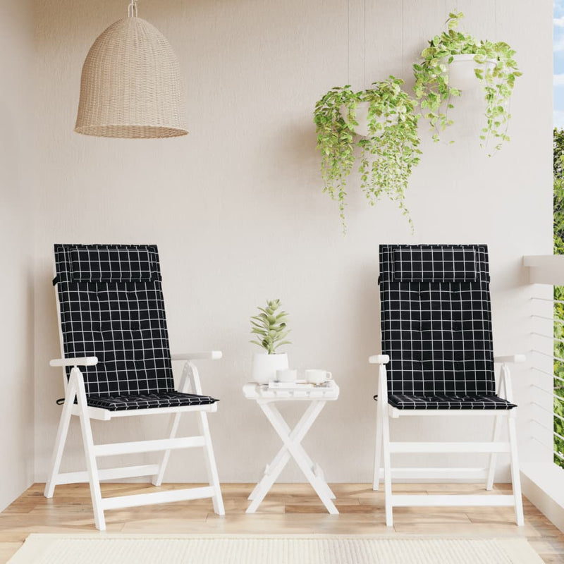 Coussins de chaise vidaxl 2 st motif de fenêtre arrière haute oxford tissu noir