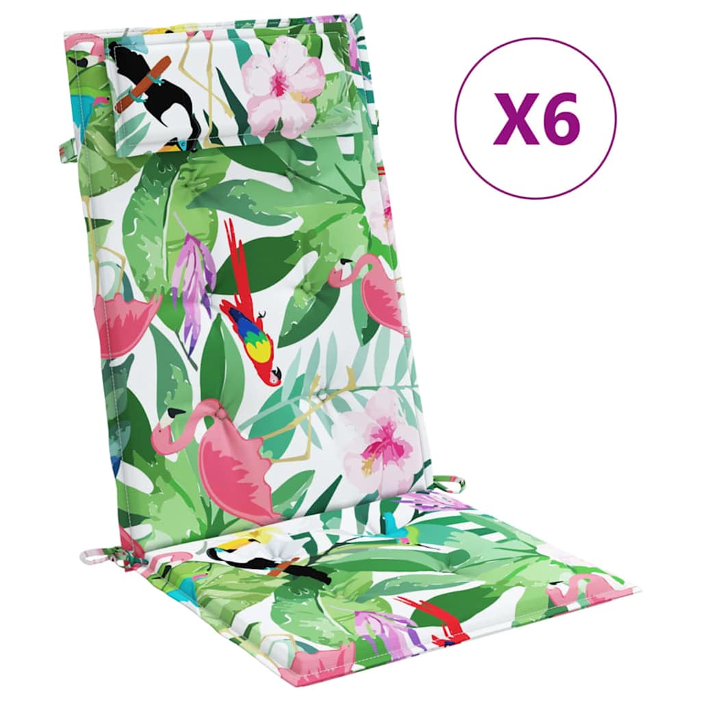 VidaXL coussins de chaise 6 pcs dossier haut tissu oxford multicolore